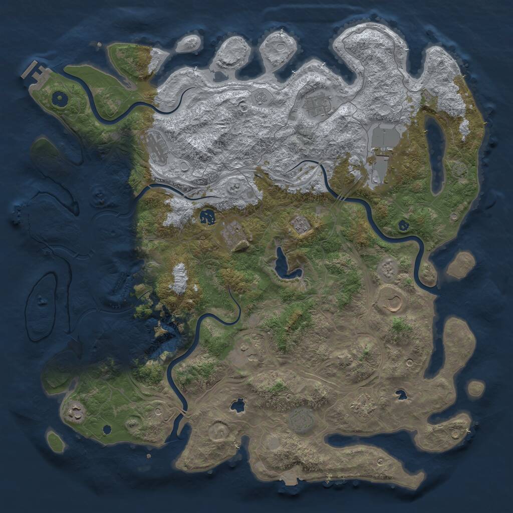 Rust Map: Procedural Map, Size: 4800, Seed: 1405284104, 17 Monuments