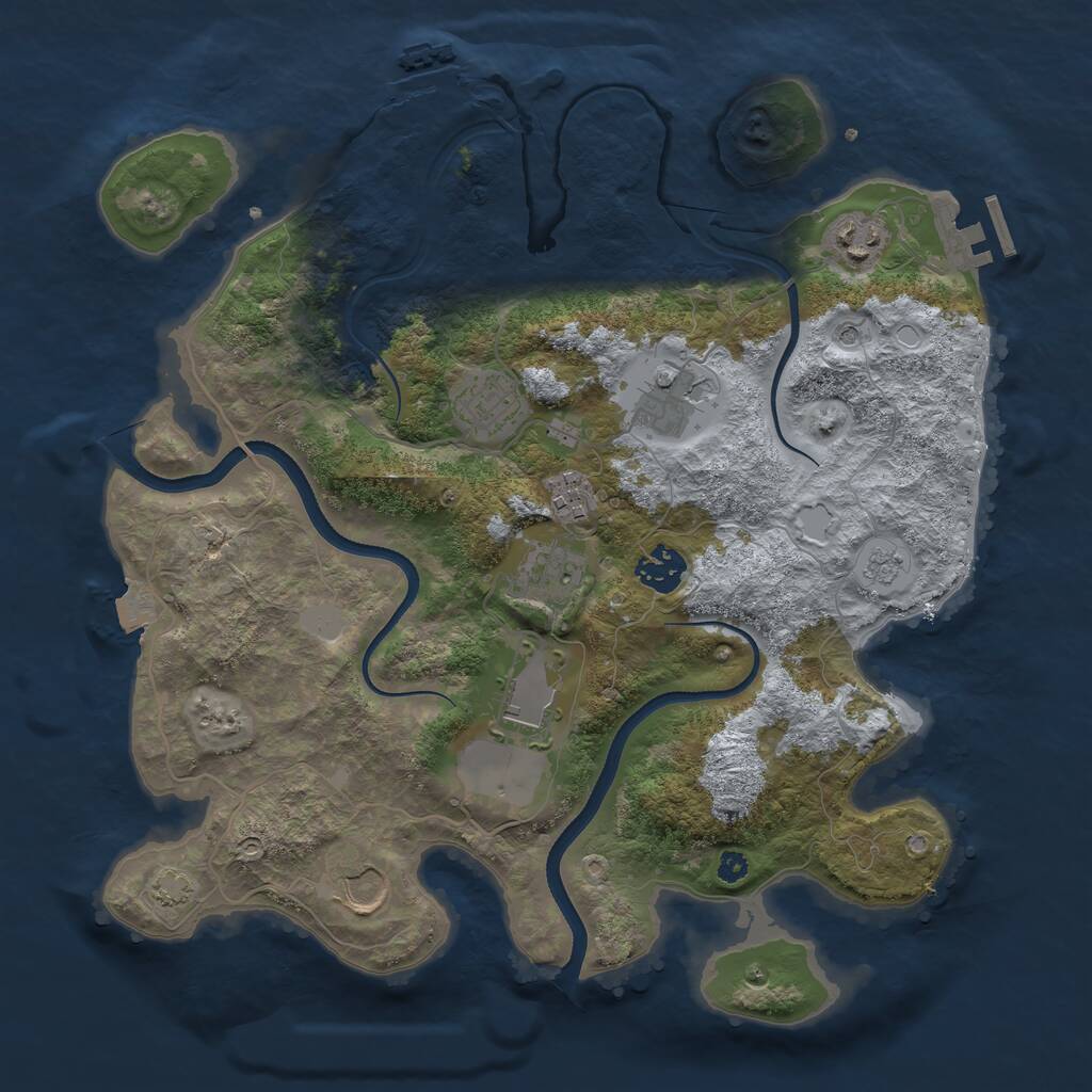 Rust Map: Procedural Map, Size: 3500, Seed: 1056050597, 14 Monuments
