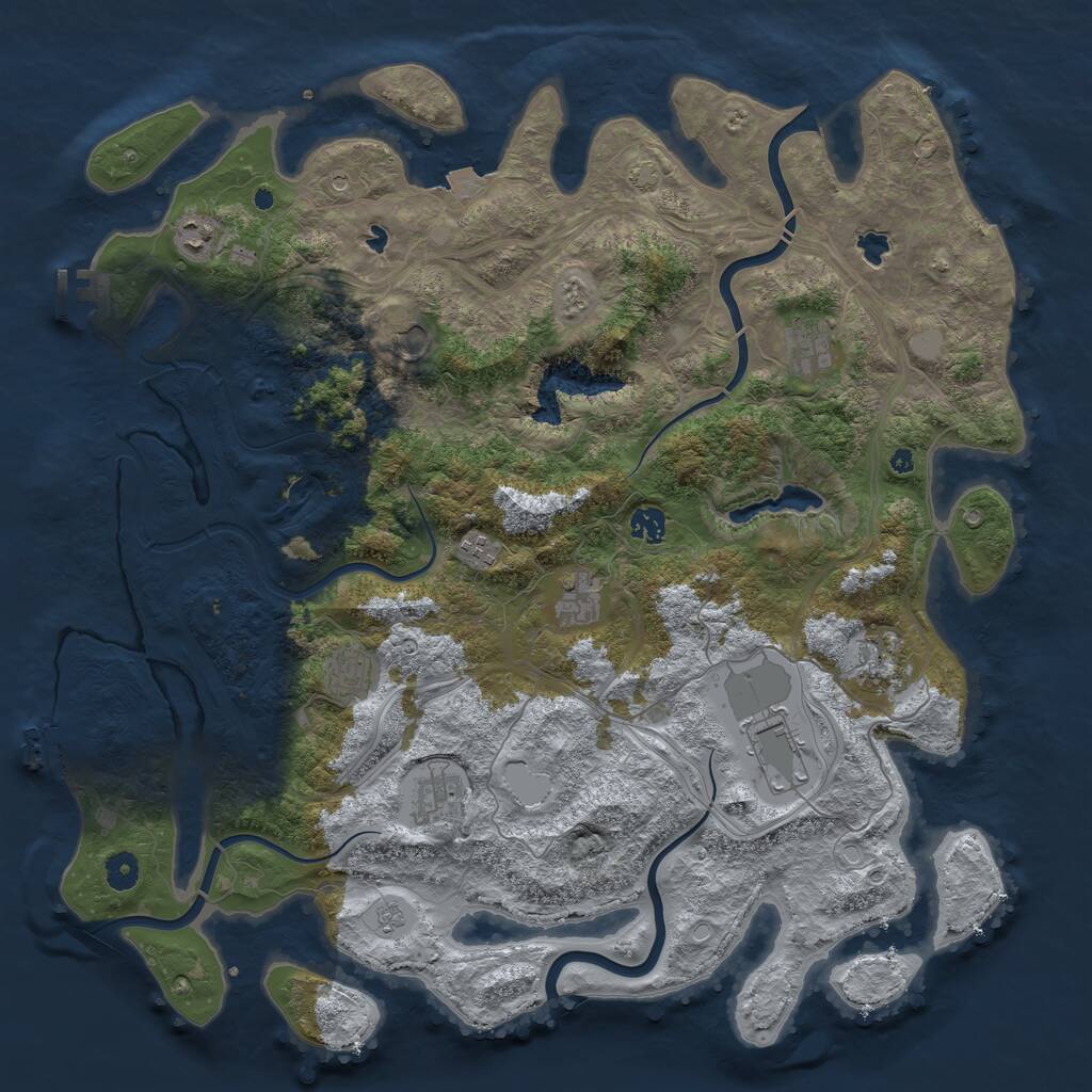 Rust Map: Procedural Map, Size: 4500, Seed: 315912120, 16 Monuments