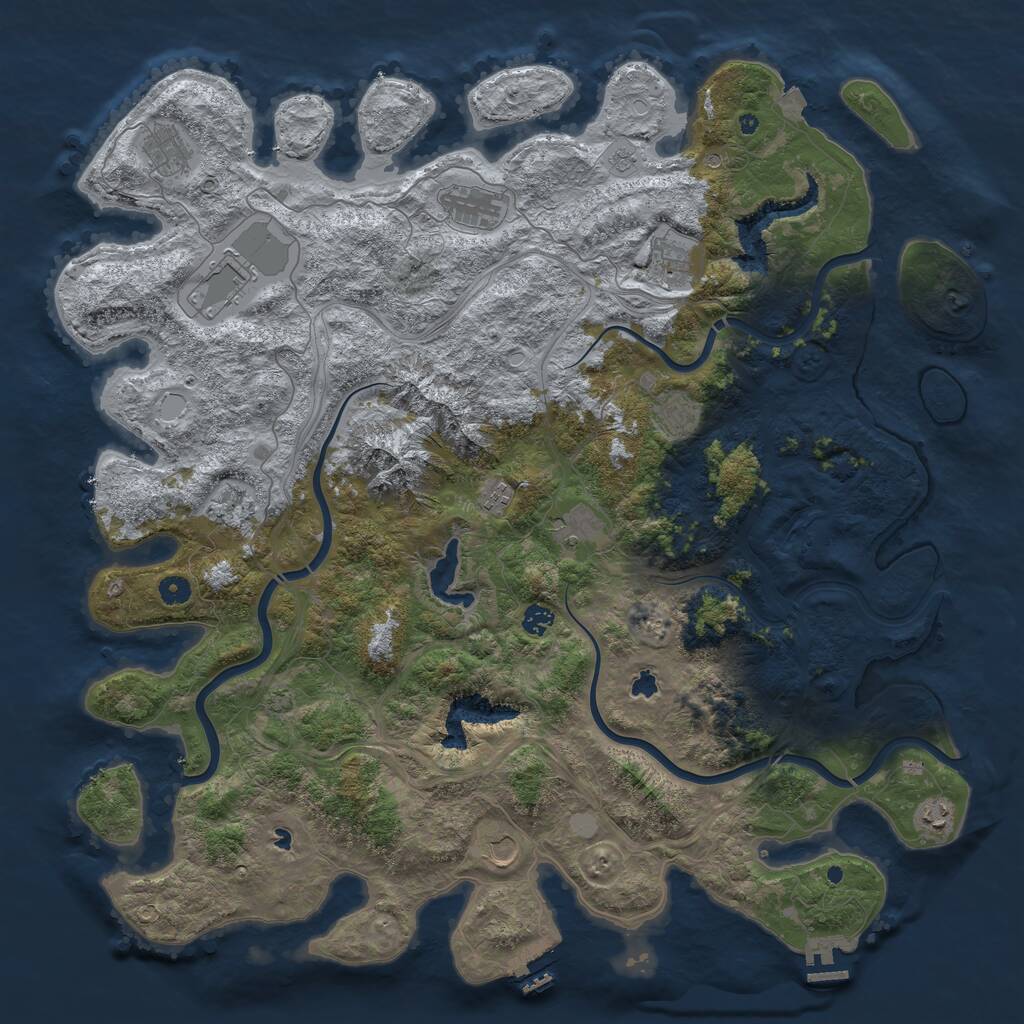 Rust Map: Procedural Map, Size: 5000, Seed: 32421, 17 Monuments
