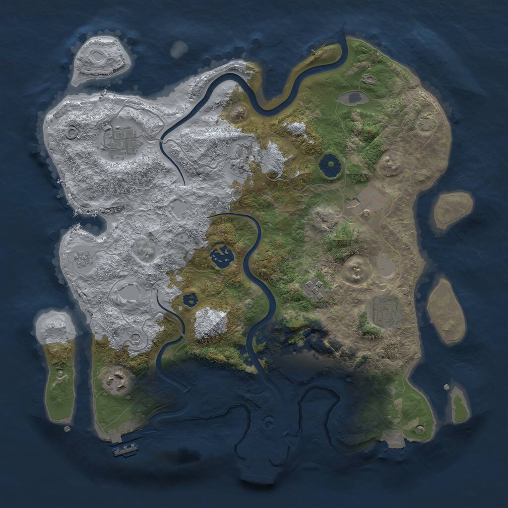 Rust Map: Procedural Map, Size: 3499, Seed: 505553699, 14 Monuments