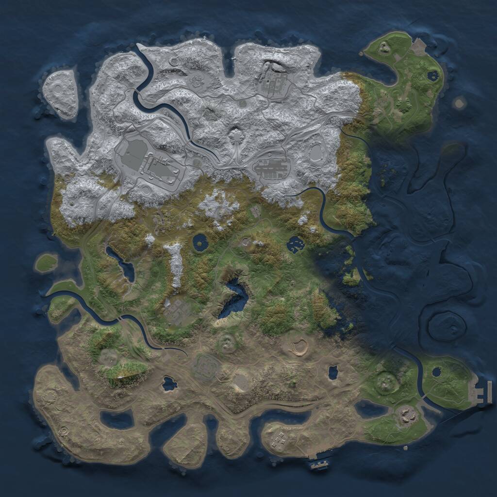 Rust Map: Procedural Map, Size: 4500, Seed: 752571487, 16 Monuments