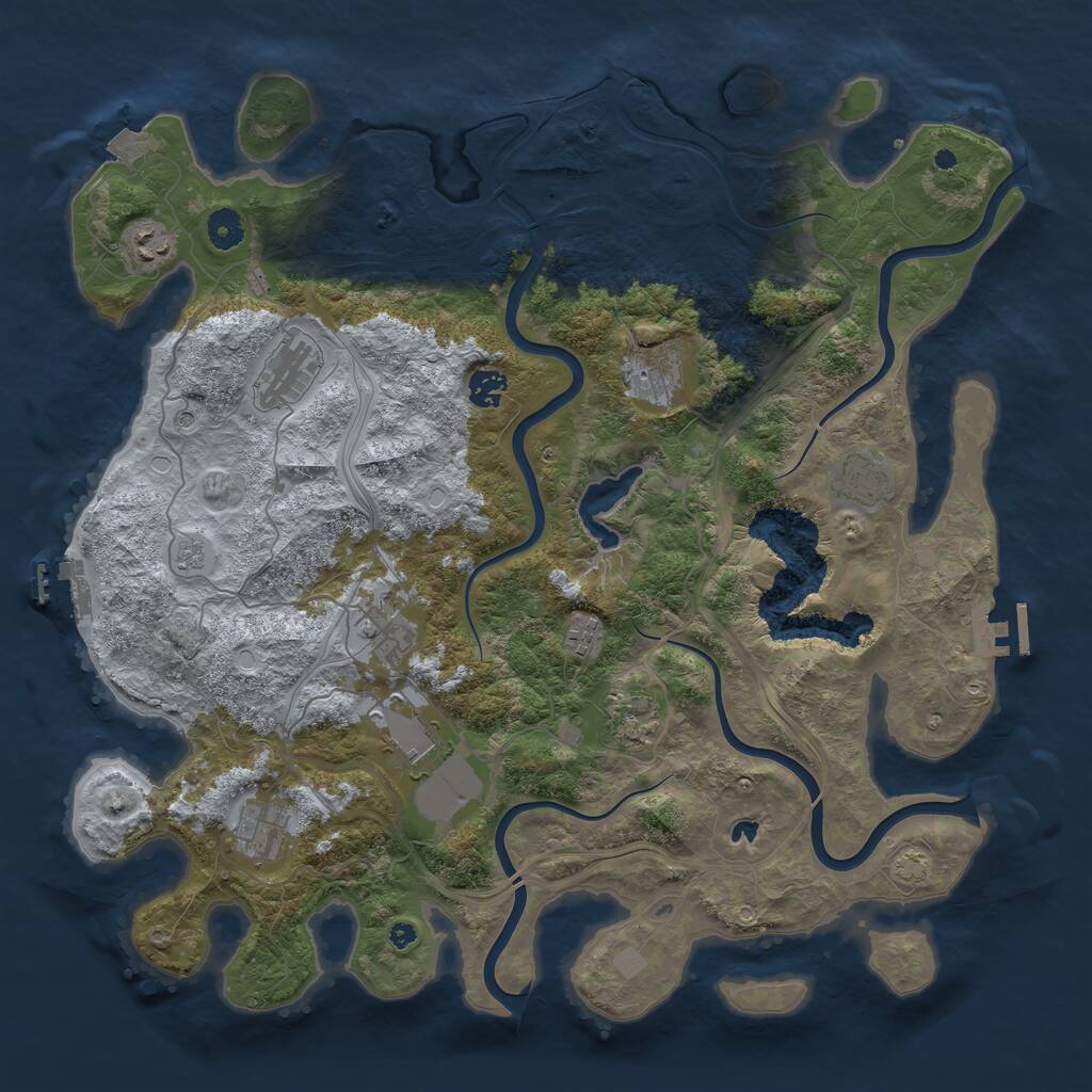 Rust Map: Procedural Map, Size: 4250, Seed: 848914775, 16 Monuments