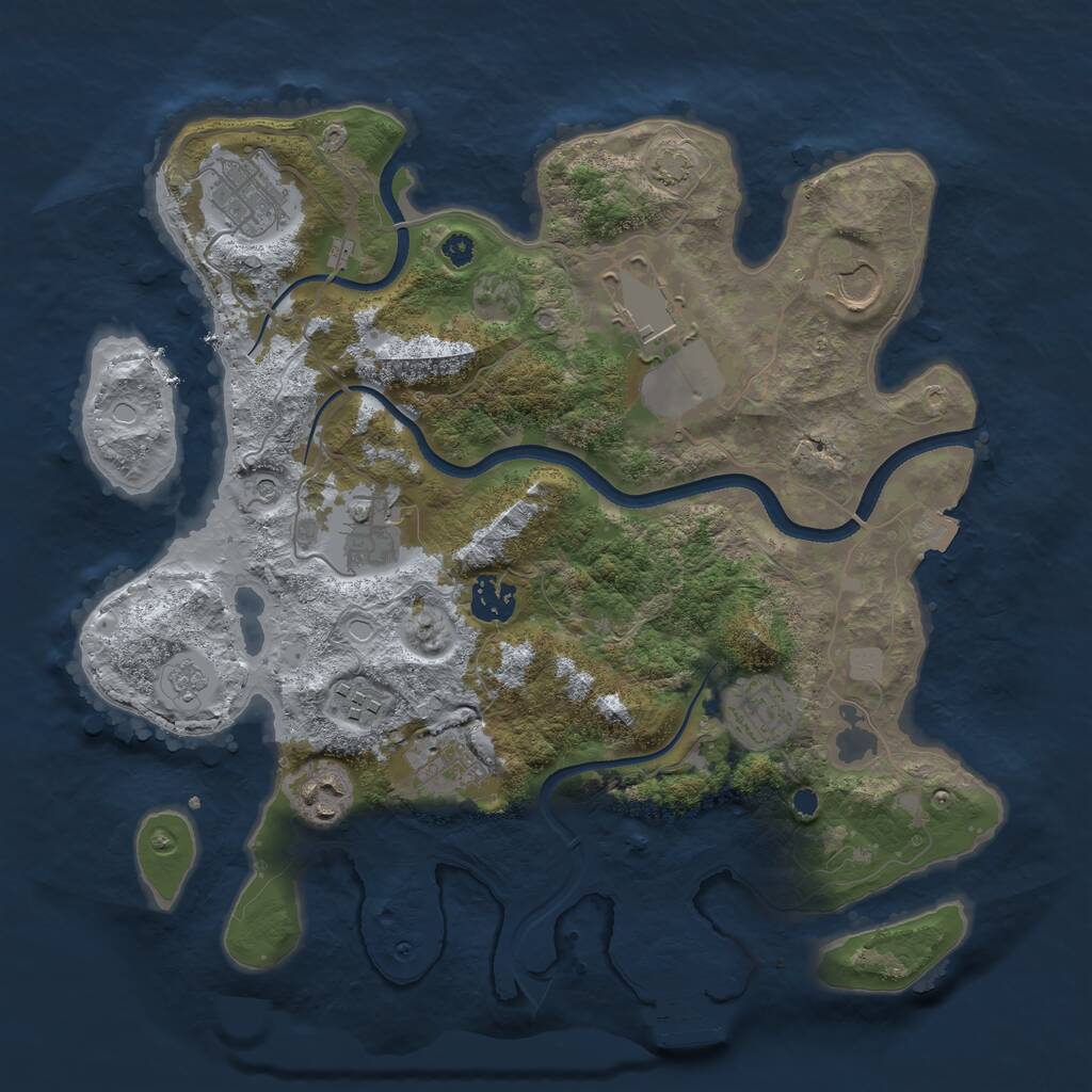 Rust Map: Procedural Map, Size: 3500, Seed: 819495679, 14 Monuments