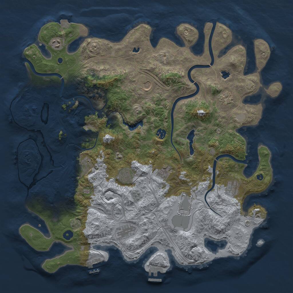 Rust Map: Procedural Map, Size: 4500, Seed: 30267147, 17 Monuments