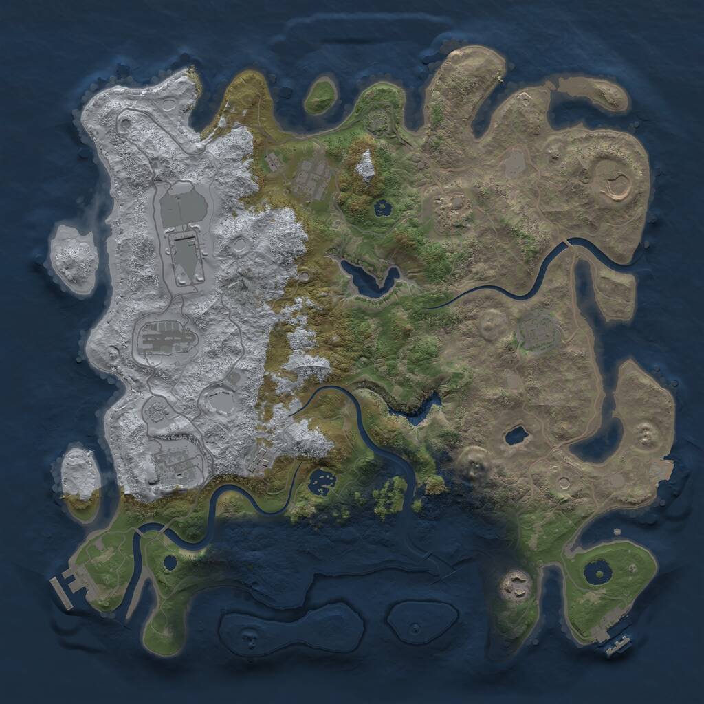 Rust Map: Procedural Map, Size: 4000, Seed: 975033252, 16 Monuments