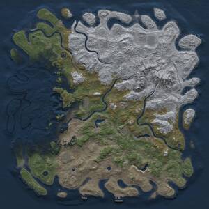 Thumbnail Rust Map: Procedural Map, Size: 6000, Seed: 856912226, 17 Monuments