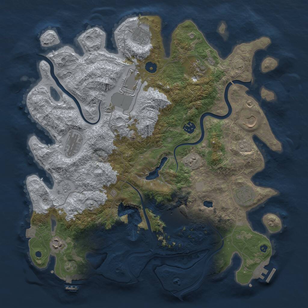 Rust Map: Procedural Map, Size: 4000, Seed: 1561881420, 16 Monuments