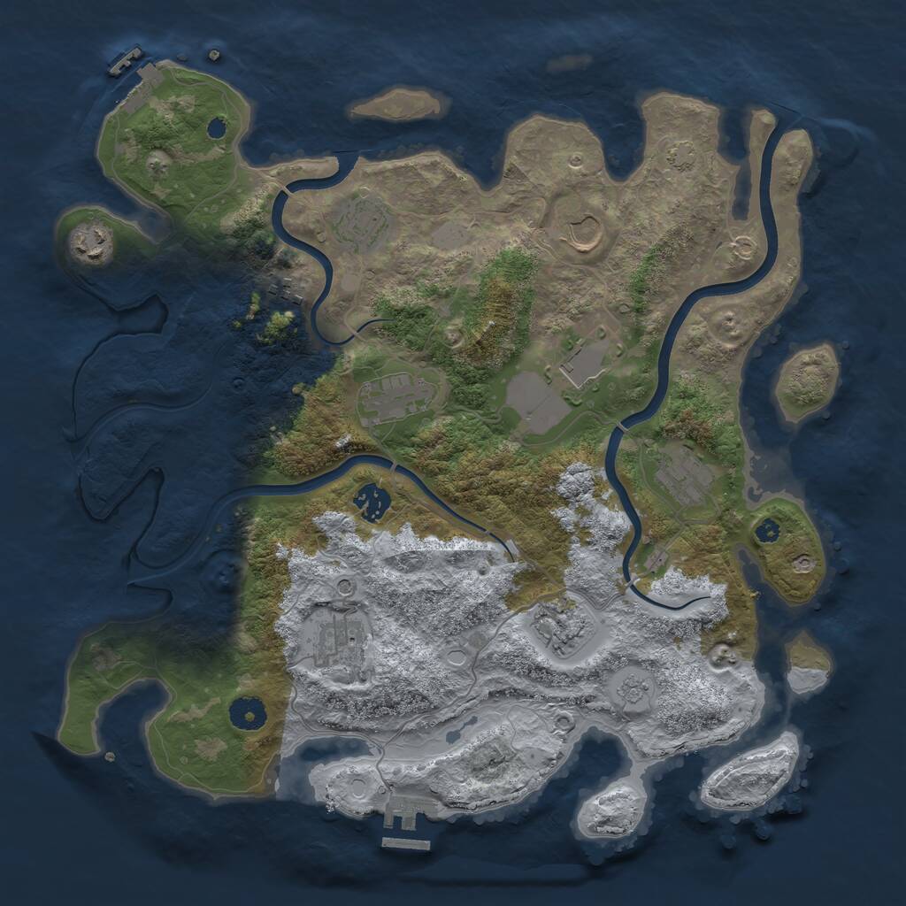 Rust Map: Procedural Map, Size: 3800, Seed: 65614849, 16 Monuments