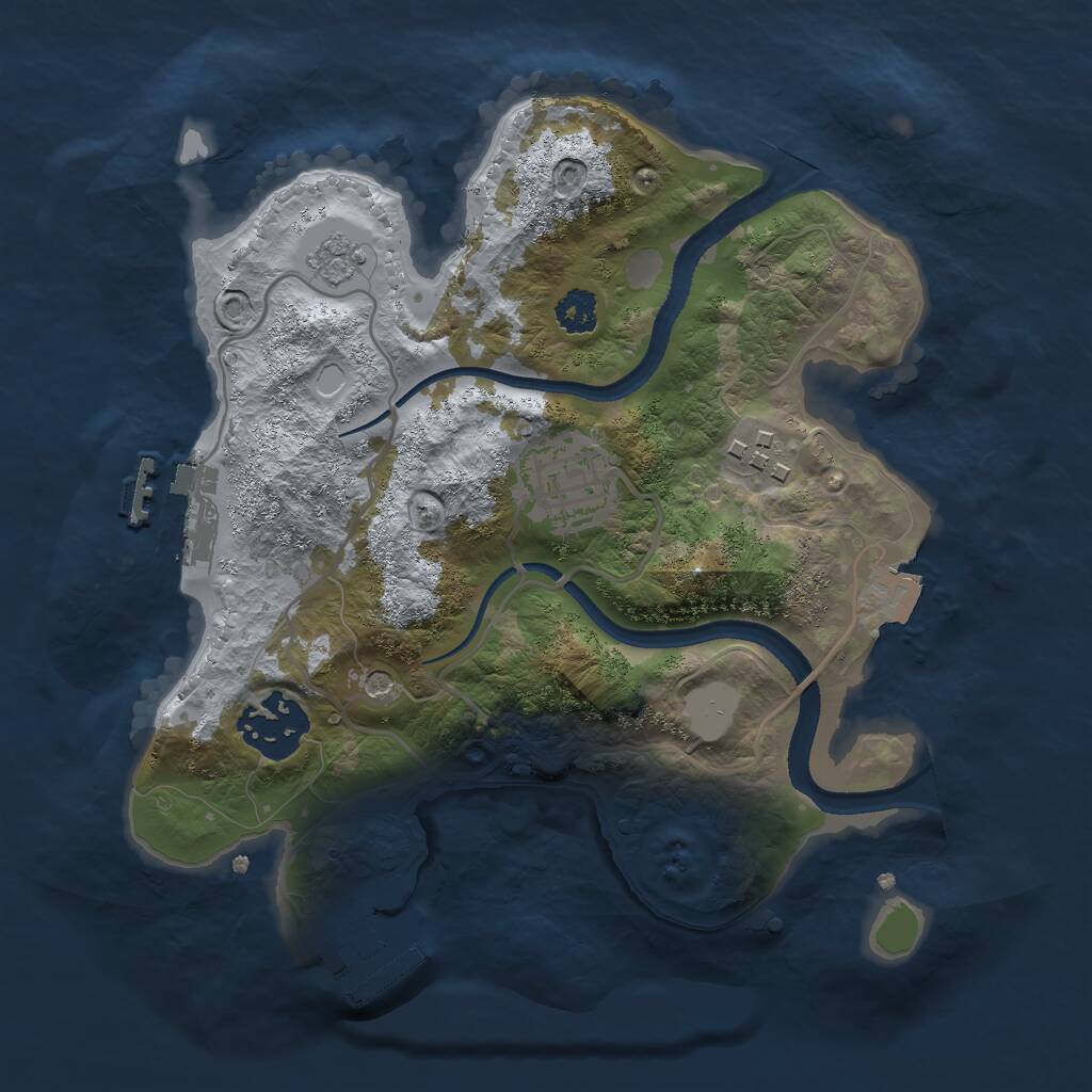 Rust Map: Procedural Map, Size: 2500, Seed: 938674520, 8 Monuments