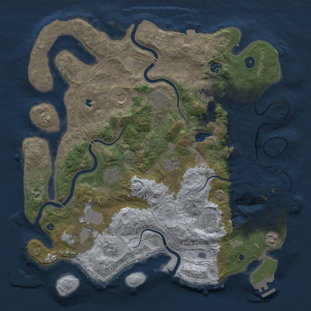 Rust Map: Procedural Map, Size: 4250, Seed: 1550639888, 17 Monuments