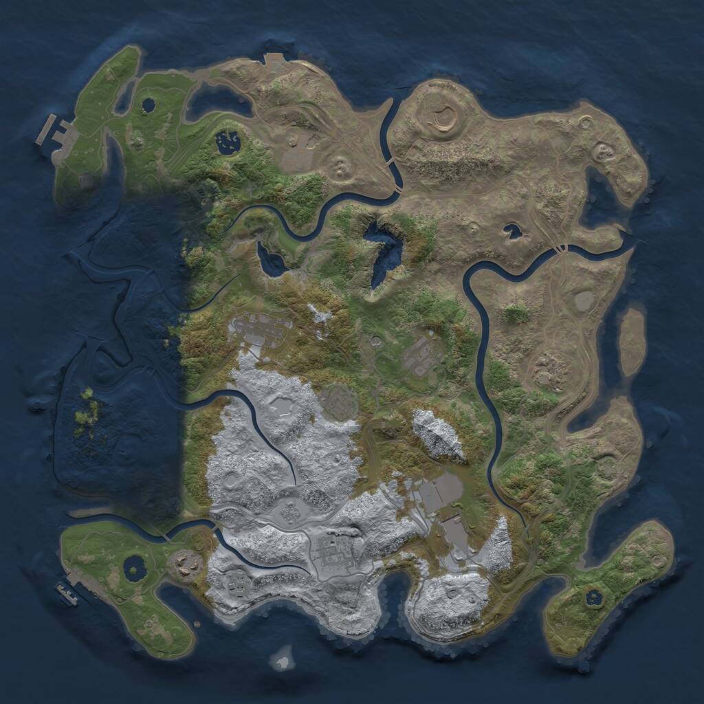 Rust Map: Procedural Map, Size: 4250, Seed: 704384534, 17 Monuments