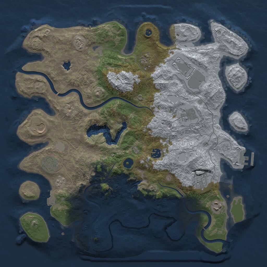 Rust Map: Procedural Map, Size: 4000, Seed: 145036179, 14 Monuments