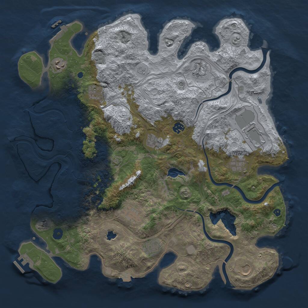Rust Map: Procedural Map, Size: 4250, Seed: 951842474, 17 Monuments