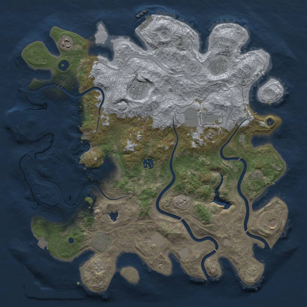 Rust Map: Procedural Map, Size: 4250, Seed: 1022955024, 16 Monuments