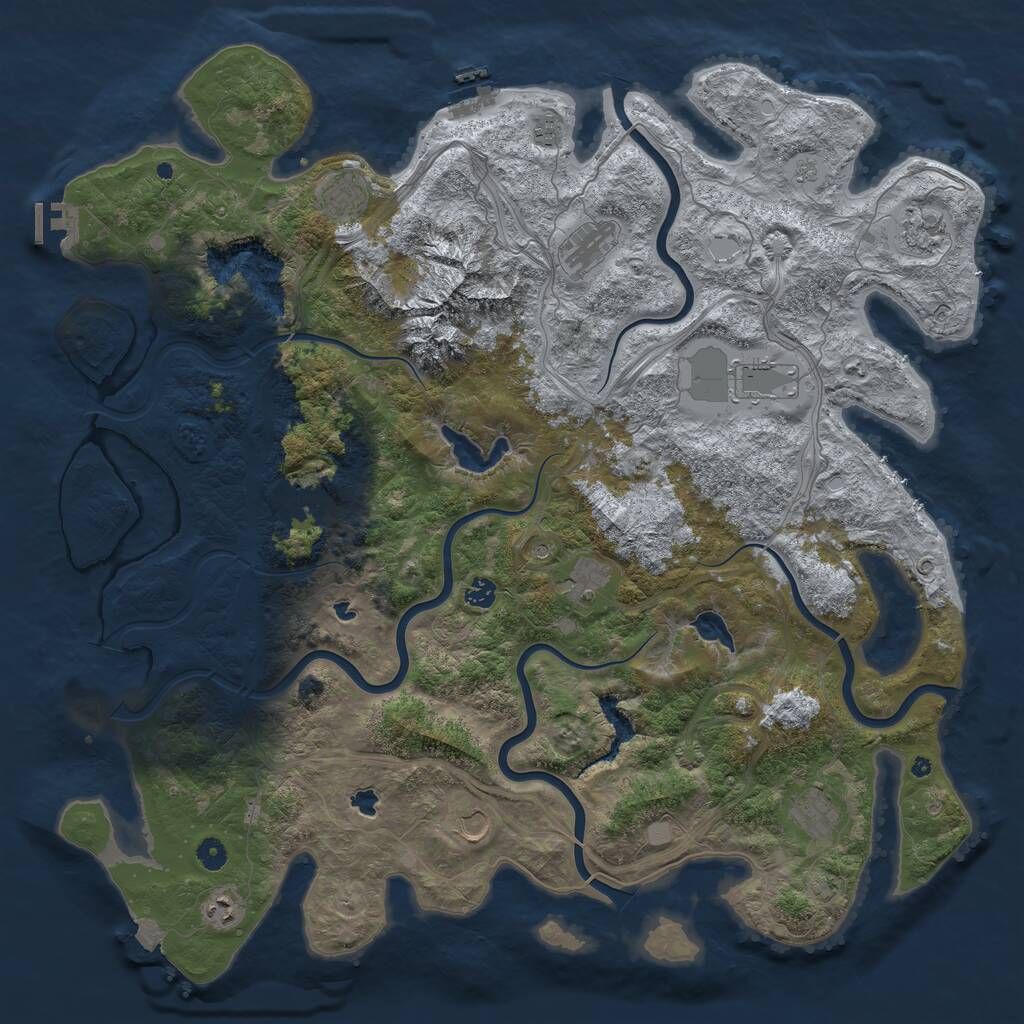 Rust Map: Procedural Map, Size: 5000, Seed: 419647534, 17 Monuments