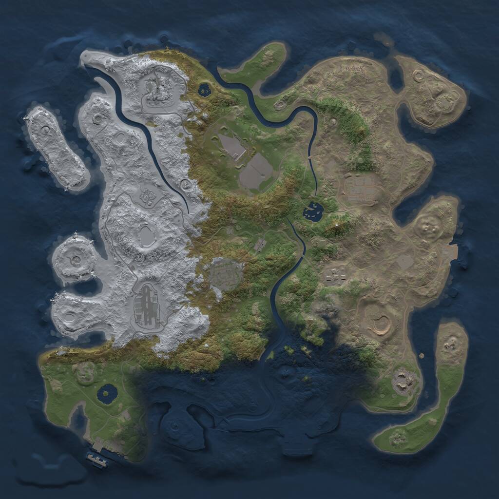 Rust Map: Procedural Map, Size: 3800, Seed: 1866815447, 15 Monuments
