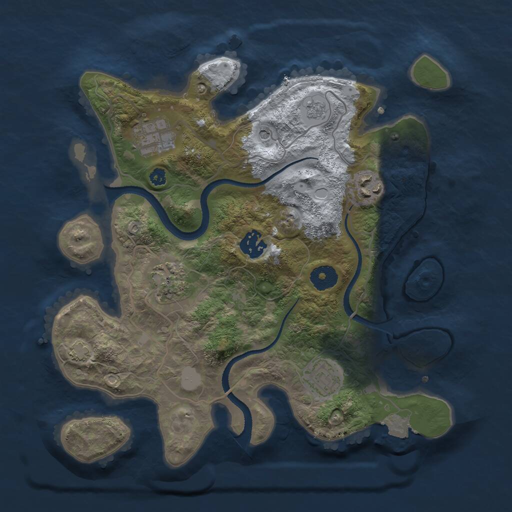 Rust Map: Procedural Map, Size: 3000, Seed: 891717, 9 Monuments