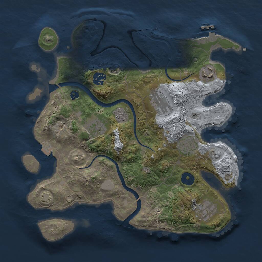 Rust Map: Procedural Map, Size: 3000, Seed: 886425, 11 Monuments
