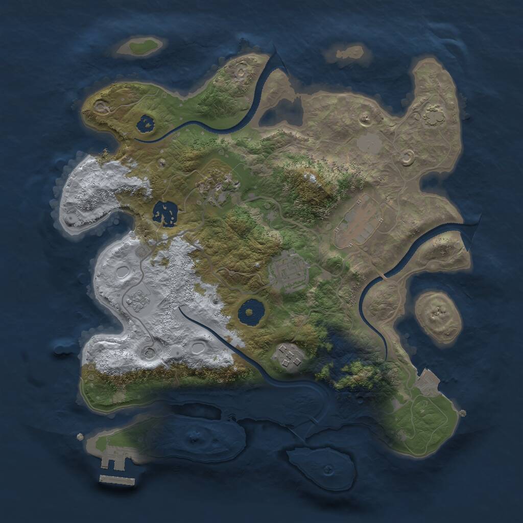 Rust Map: Procedural Map, Size: 3000, Seed: 33719, 10 Monuments