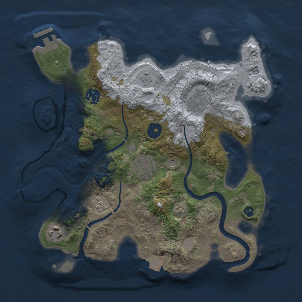 Rust Map: Procedural Map, Size: 3000, Seed: 21355, 10 Monuments