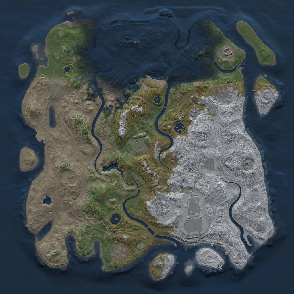 Rust Map: Procedural Map, Size: 4250, Seed: 887190713, 17 Monuments