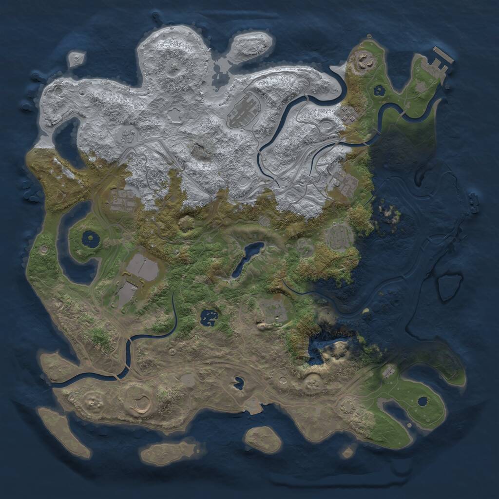 Rust Map: Procedural Map, Size: 4250, Seed: 871637569, 16 Monuments