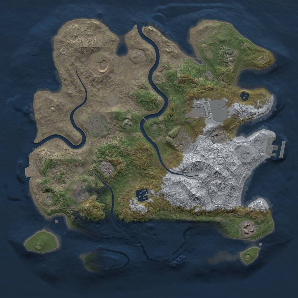 Rust Map: Procedural Map, Size: 3500, Seed: 1627443545, 15 Monuments
