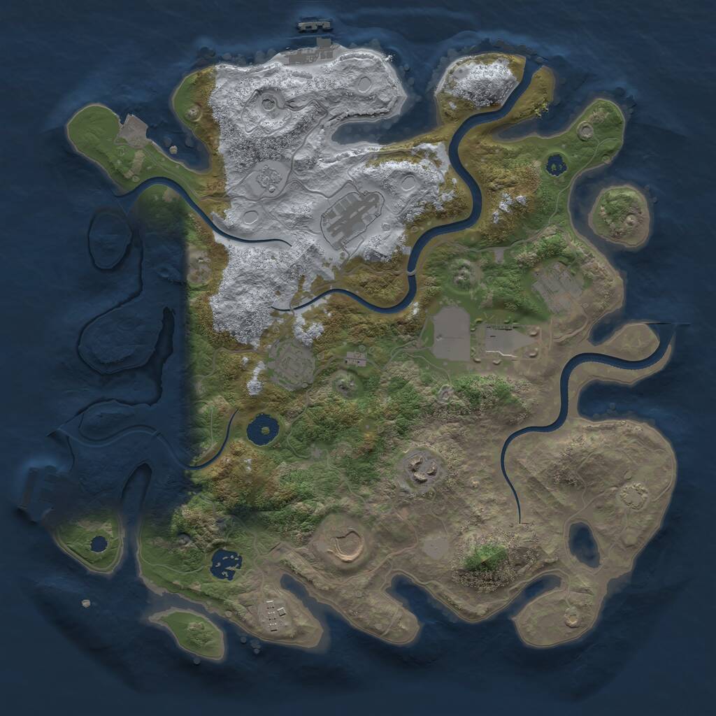 Rust Map: Procedural Map, Size: 3500, Seed: 385431486, 14 Monuments