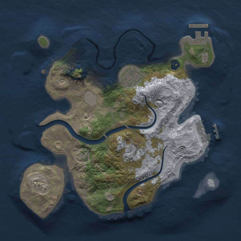 Rust Map: Procedural Map, Size: 2500, Seed: 1021, 7 Monuments