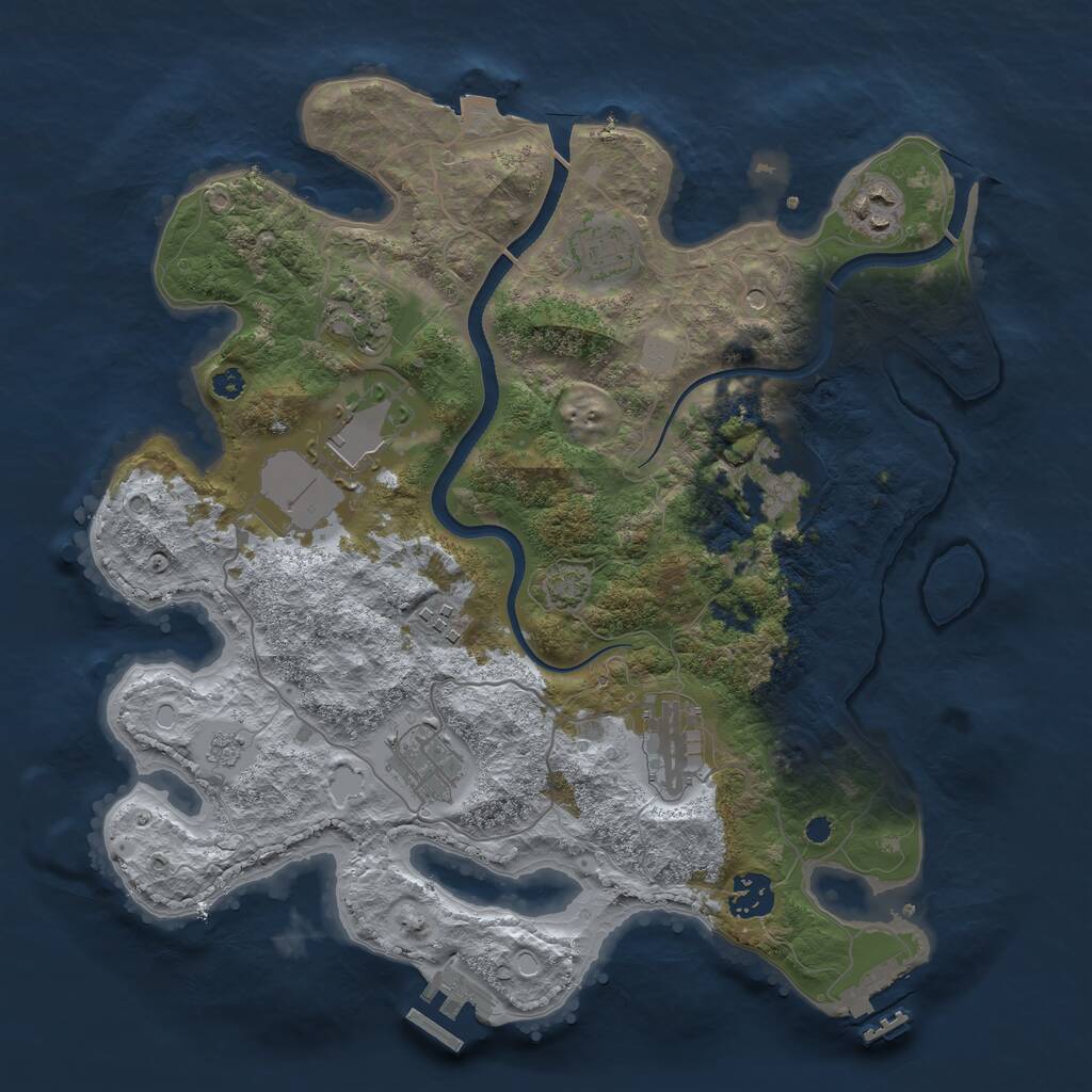 Rust Map: Procedural Map, Size: 3500, Seed: 378782397, 15 Monuments