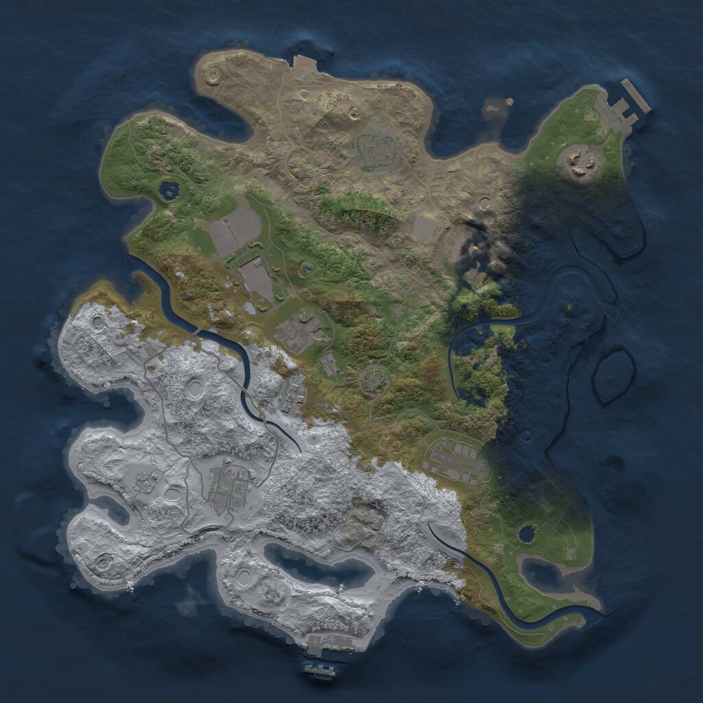 Rust Map: Procedural Map, Size: 3500, Seed: 378782397, 14 Monuments