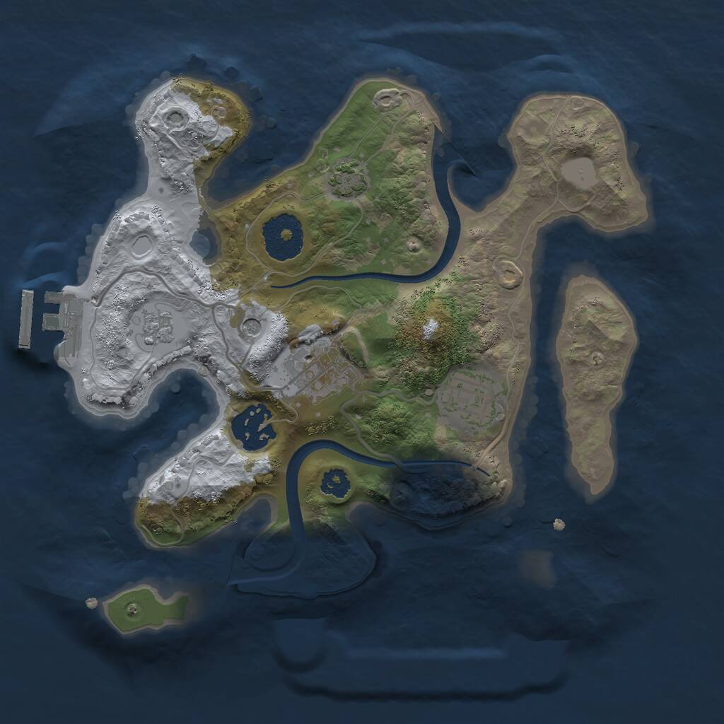 Rust Map: Procedural Map, Size: 2500, Seed: 1056429854, 8 Monuments