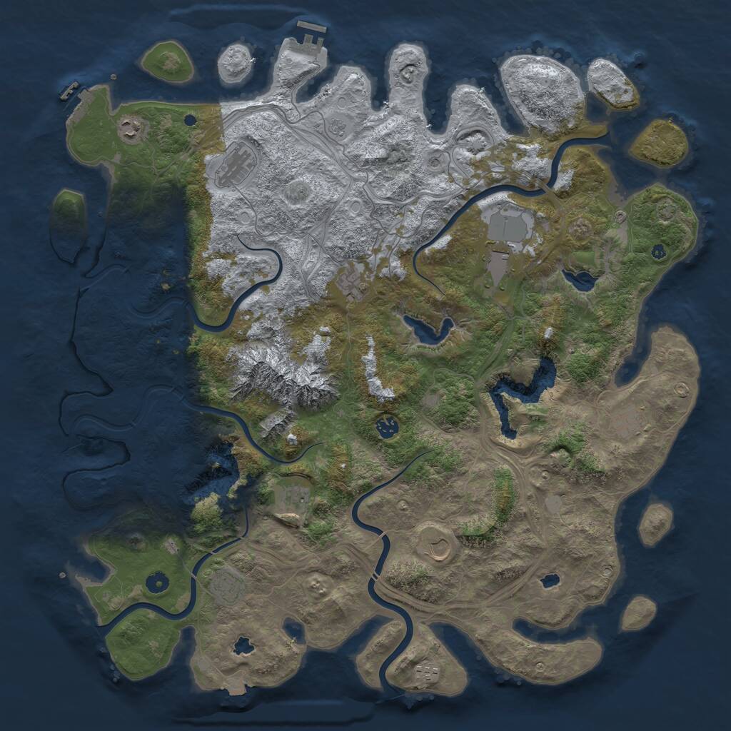 Rust Map: Procedural Map, Size: 5000, Seed: 30739704, 16 Monuments