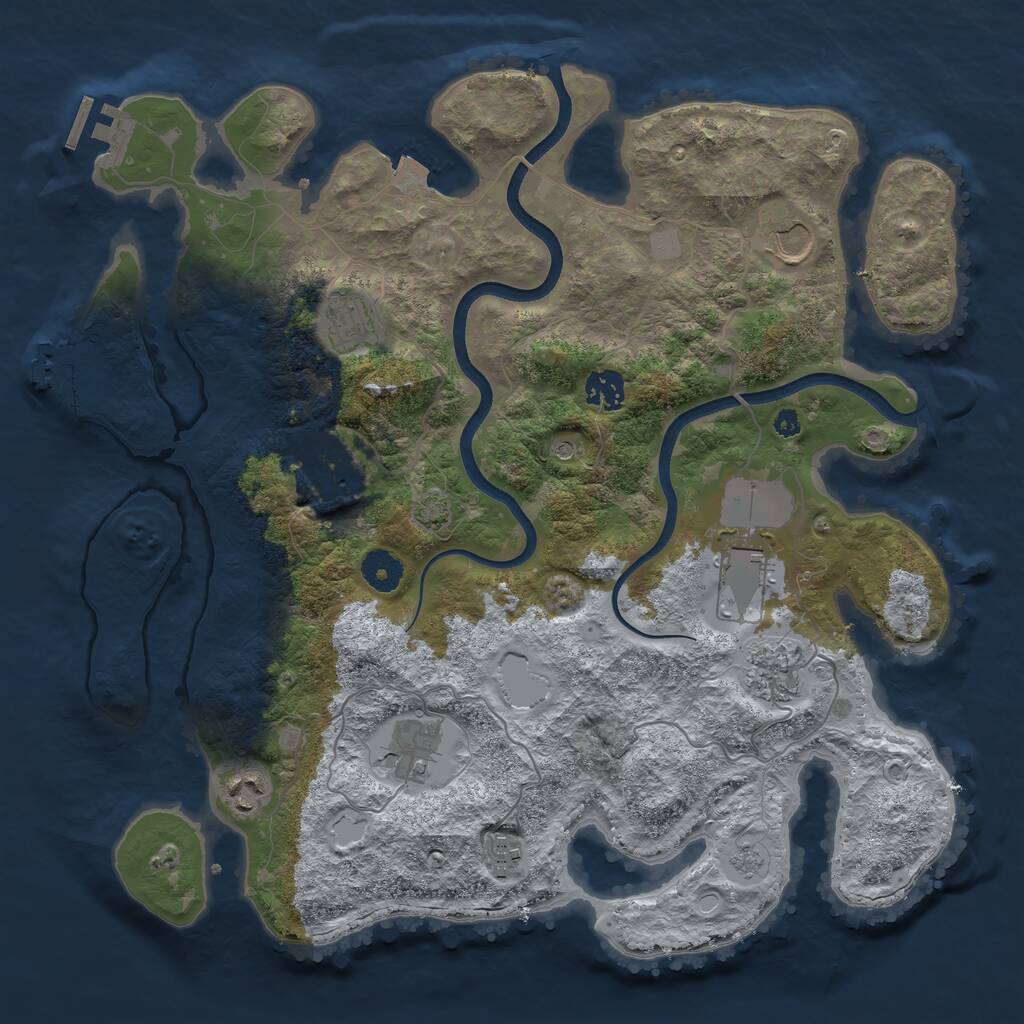 Rust Map: Procedural Map, Size: 3750, Seed: 336056633, 15 Monuments