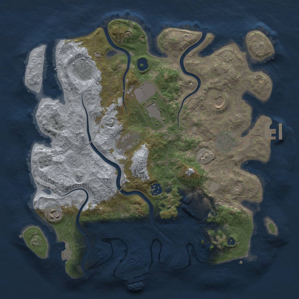 Rust Map: Procedural Map, Size: 3700, Seed: 605689933, 15 Monuments