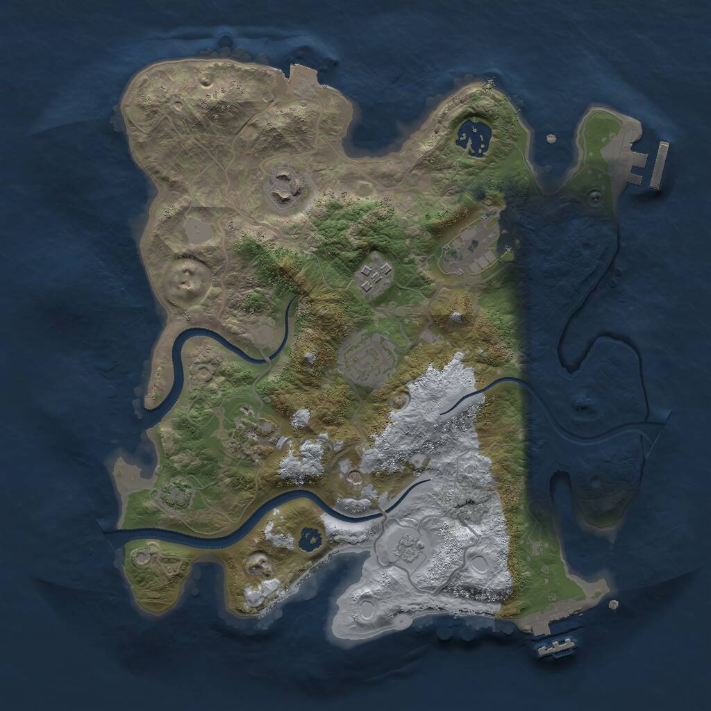 Rust Map: Procedural Map, Size: 3000, Seed: 24105, 12 Monuments