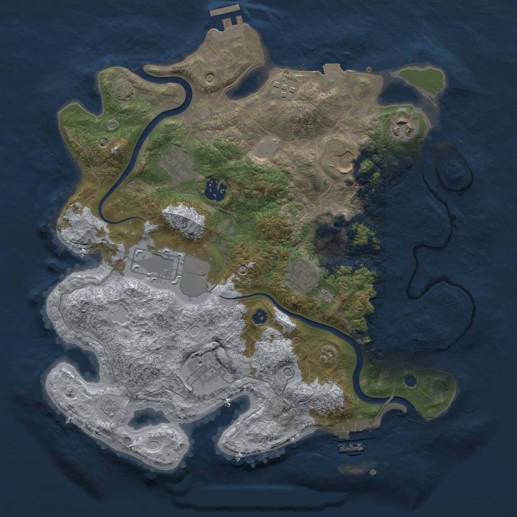 Rust Map: Procedural Map, Size: 3500, Seed: 1452940512, 14 Monuments