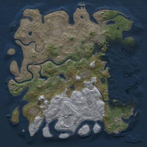 Thumbnail Rust Map: Procedural Map, Size: 4500, Seed: 403409, 16 Monuments
