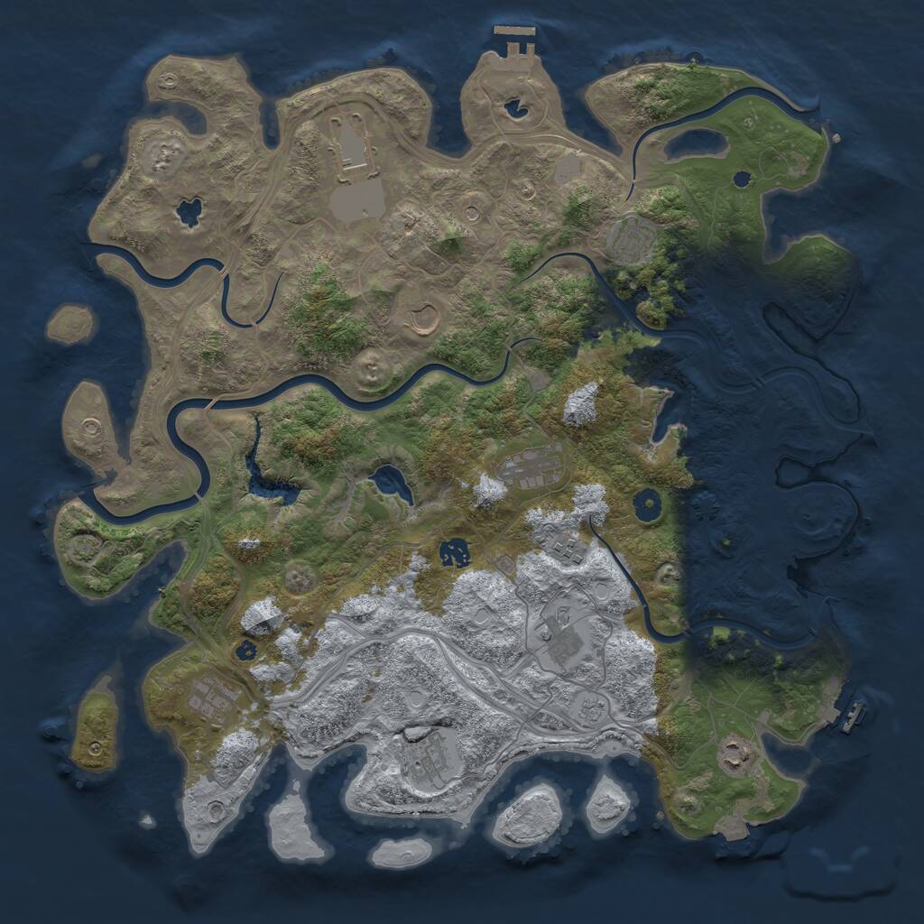 Rust Map: Procedural Map, Size: 4500, Seed: 403409, 16 Monuments