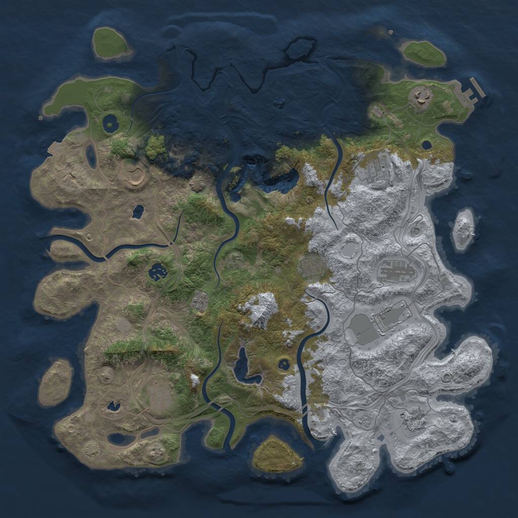 Rust Map: Procedural Map, Size: 4500, Seed: 83646664, 15 Monuments