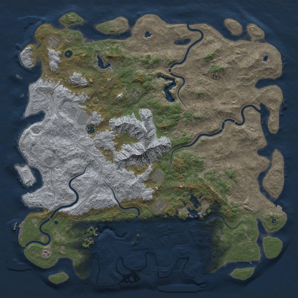 Rust Map: Procedural Map, Size: 6000, Seed: 933992901, 17 Monuments