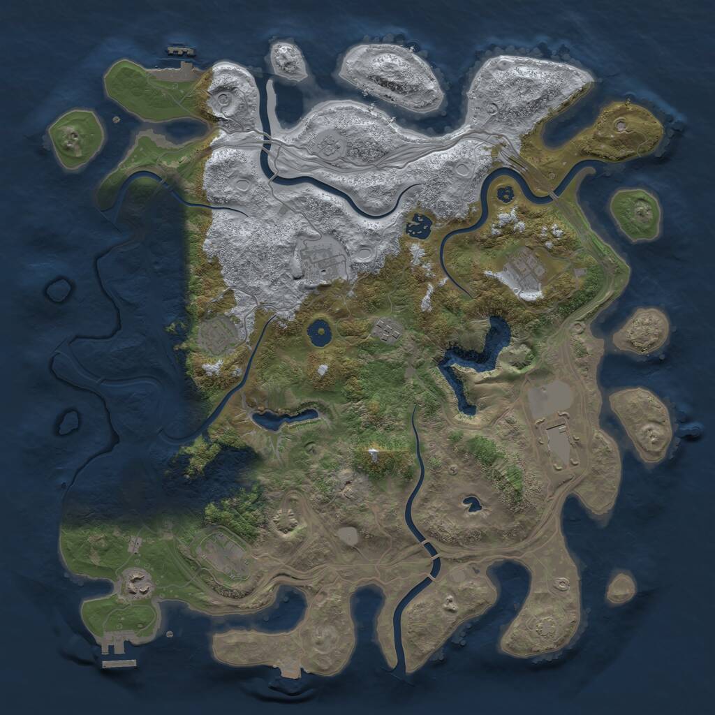 Rust Map: Procedural Map, Size: 4250, Seed: 1923528637, 14 Monuments