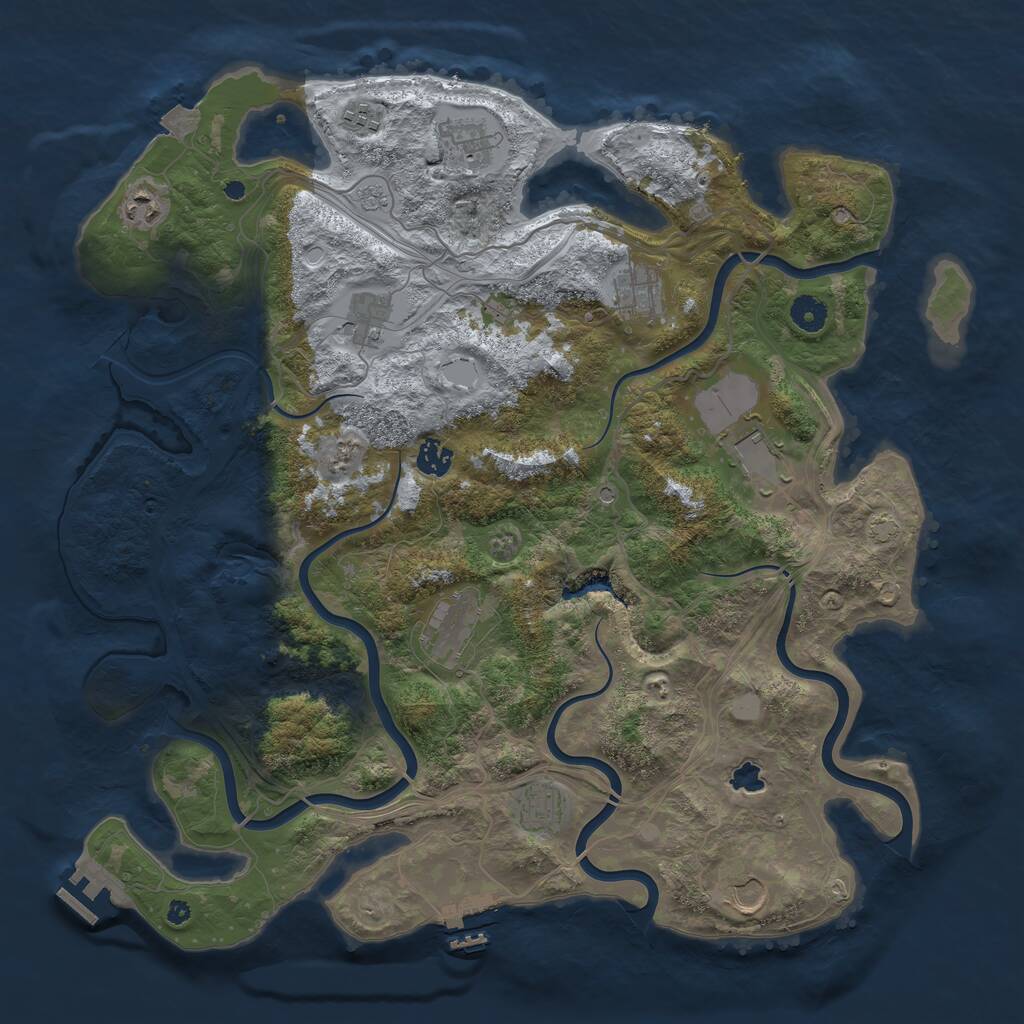 Rust Map: Procedural Map, Size: 4250, Seed: 1340854139, 16 Monuments