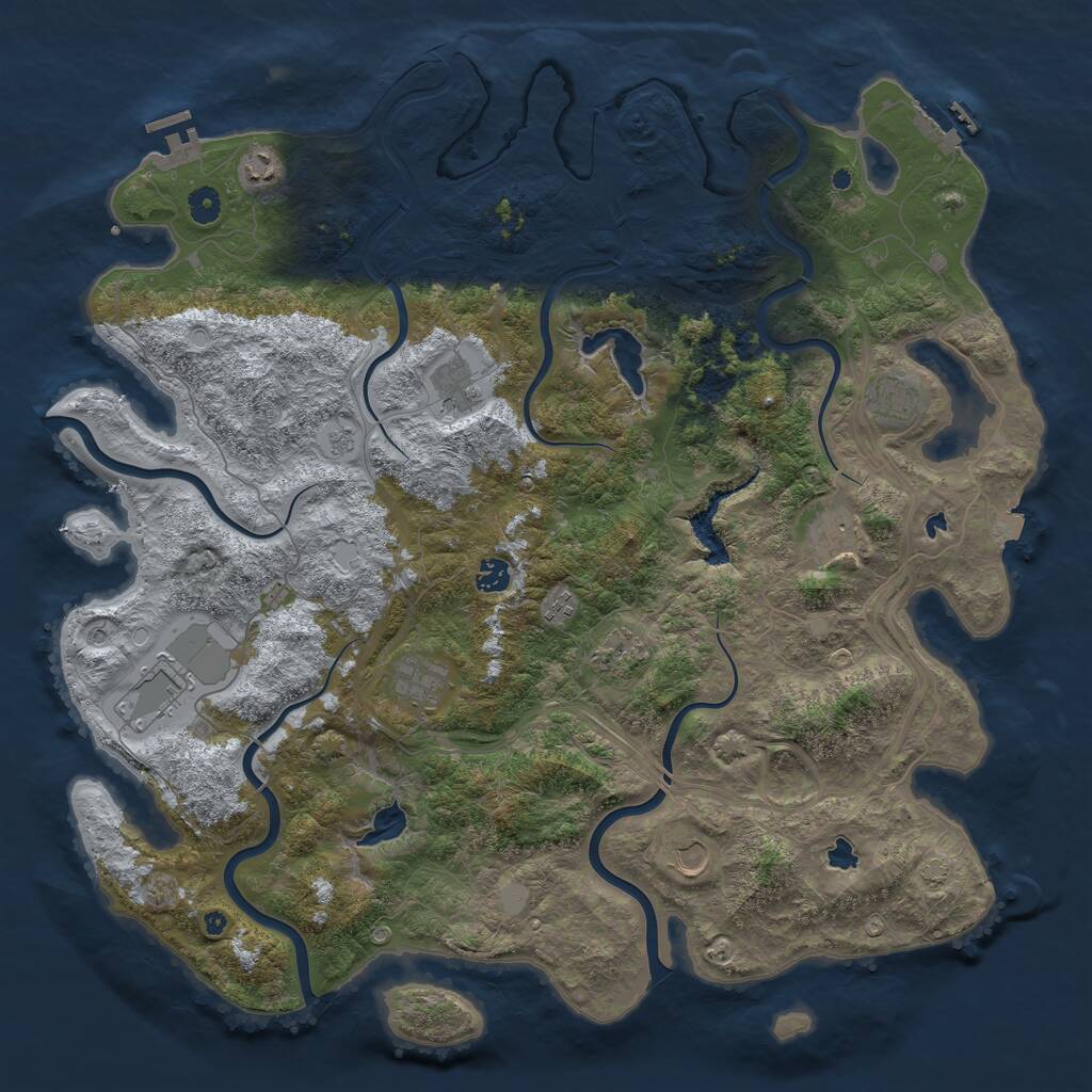 Rust Map: Procedural Map, Size: 4700, Seed: 100816564, 16 Monuments