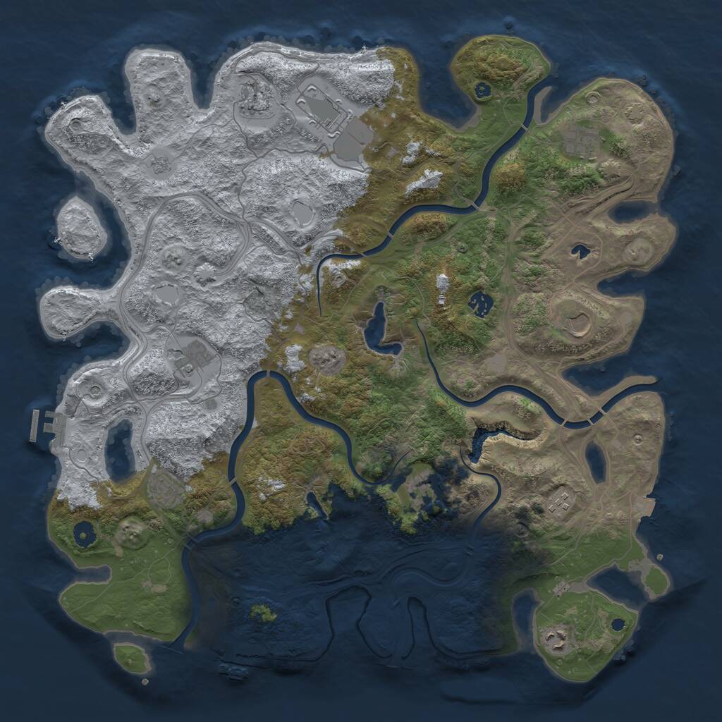 Rust Map: Procedural Map, Size: 4500, Seed: 1033351009, 16 Monuments