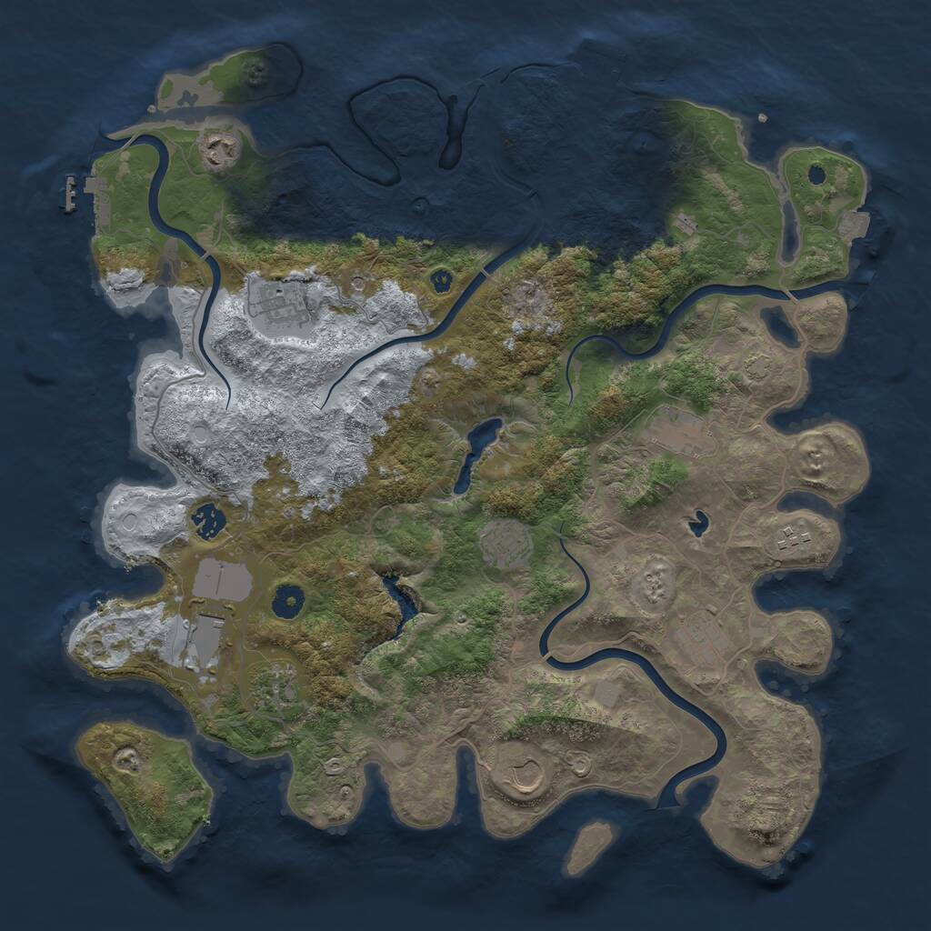 Rust Map: Procedural Map, Size: 4200, Seed: 718693, 15 Monuments