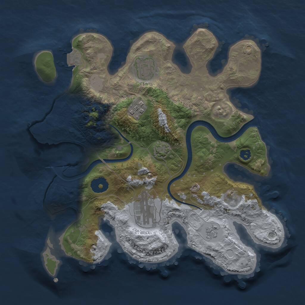 Rust Map: Procedural Map, Size: 2750, Seed: 7777777, 6 Monuments