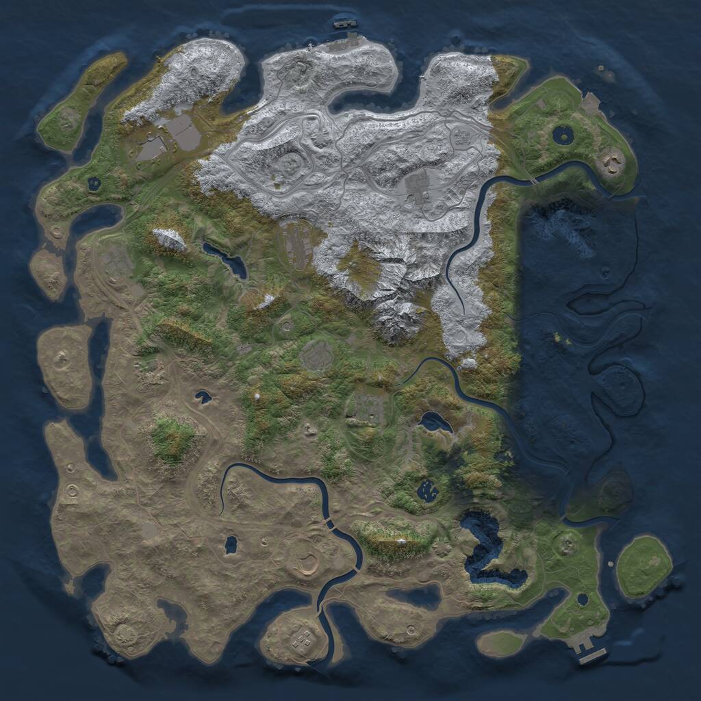 Rust Map: Procedural Map, Size: 5000, Seed: 676767, 17 Monuments