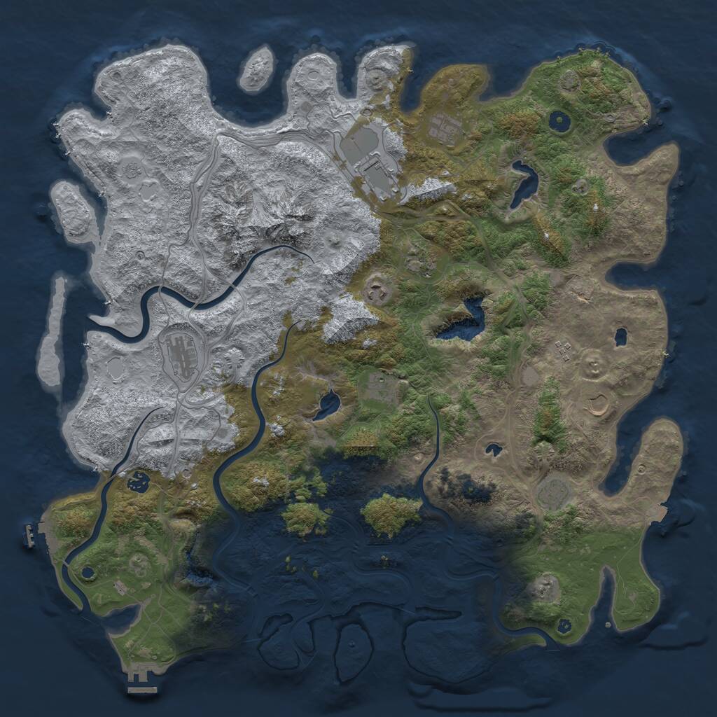 Rust Map: Procedural Map, Size: 5000, Seed: 726056237, 16 Monuments